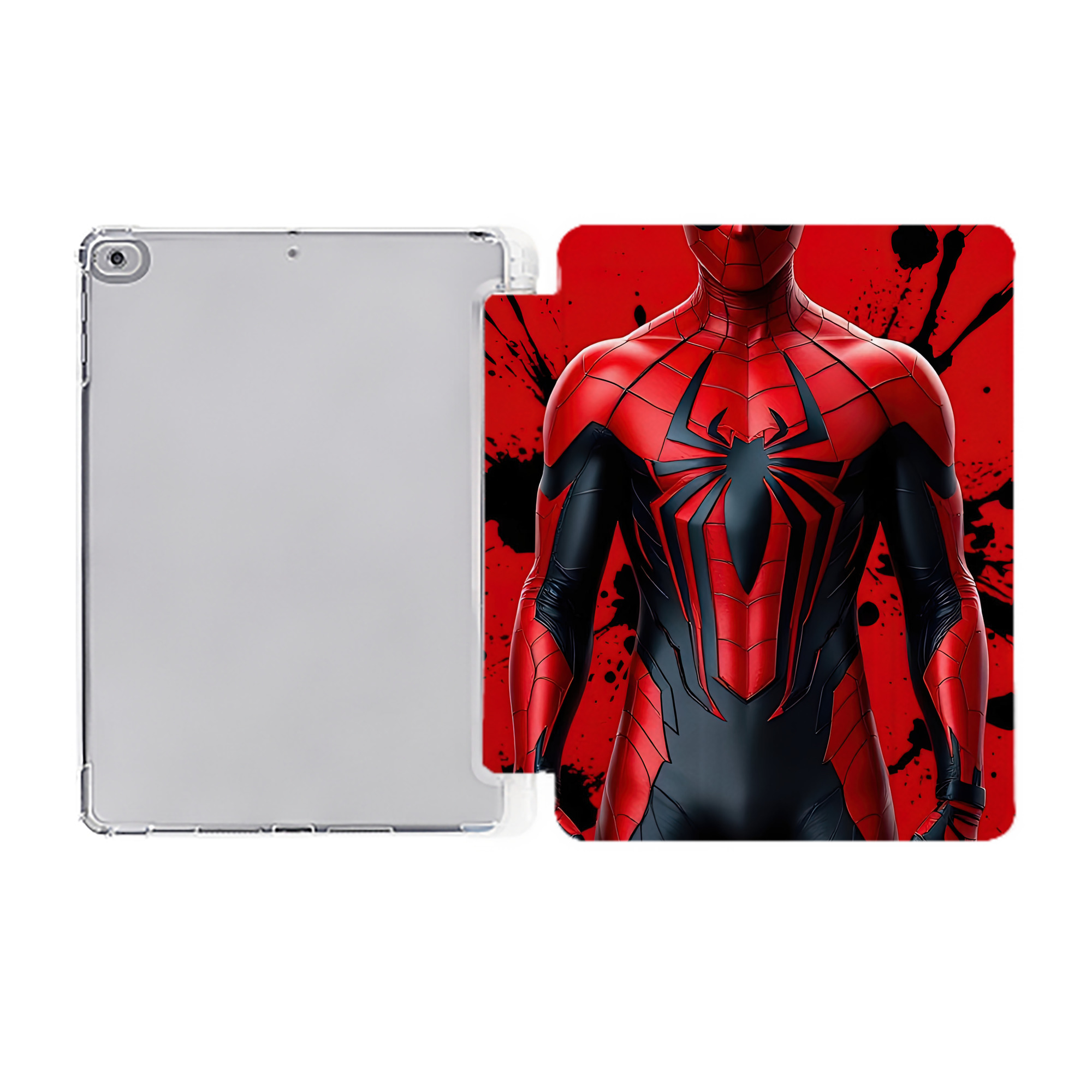 （画像用） Spider Man スパイダーマン IPad ケース ペン収納付き 三つ折りスタンド PUレザー×シリコン 対応機種9.5/10.5/10.9インチ